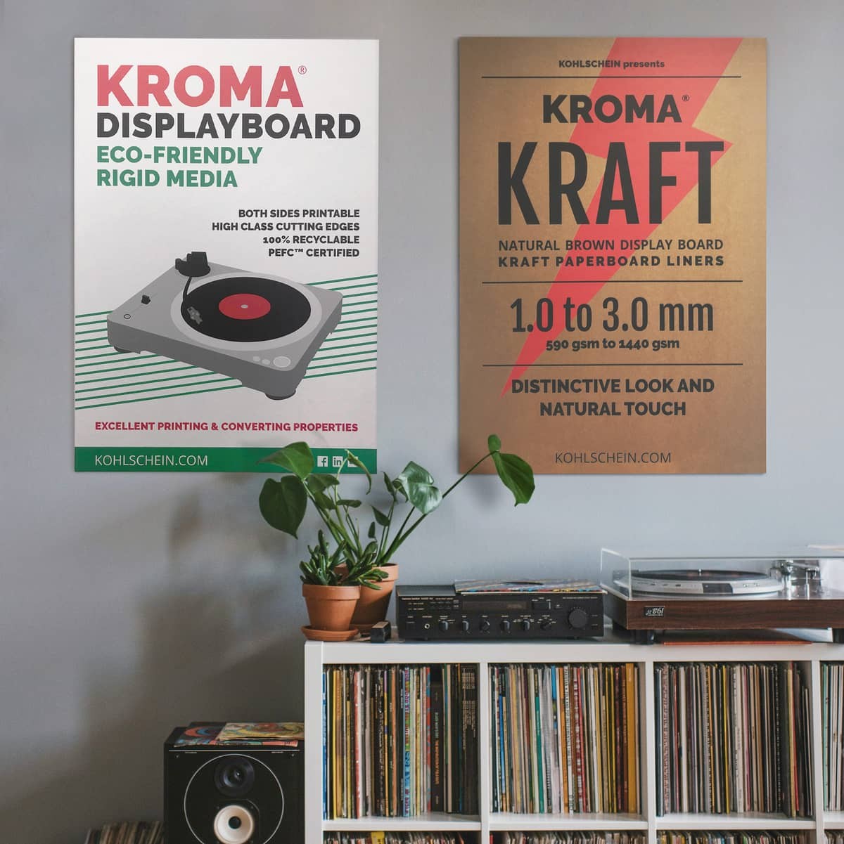 Signs / wall posters made of KROMA Displayboard and KROMA Kraft