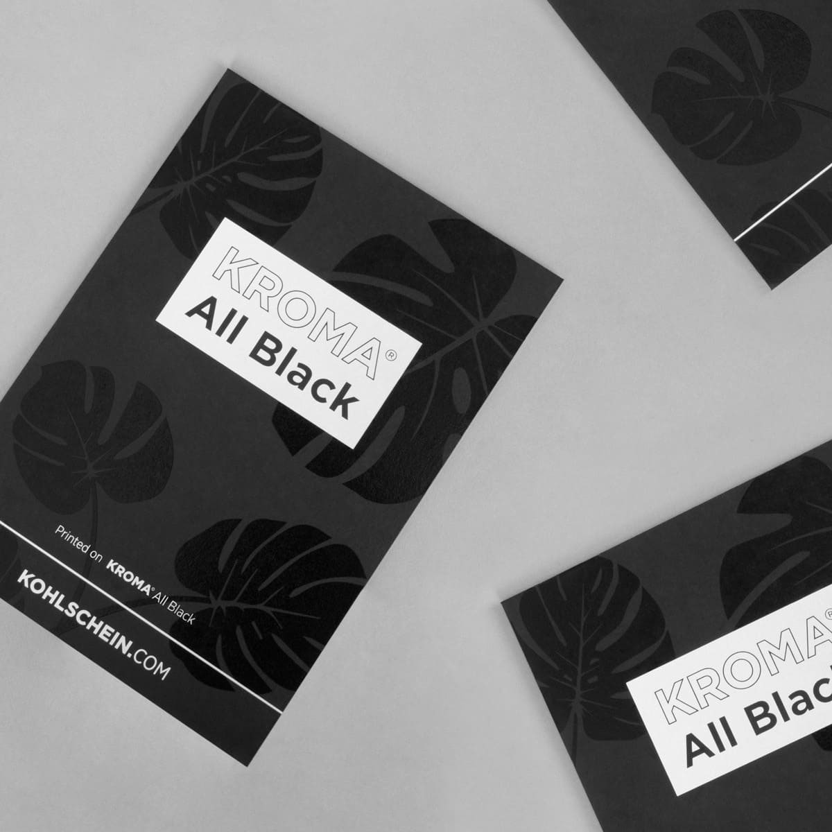 Screen printed cards made of KROMA All Black