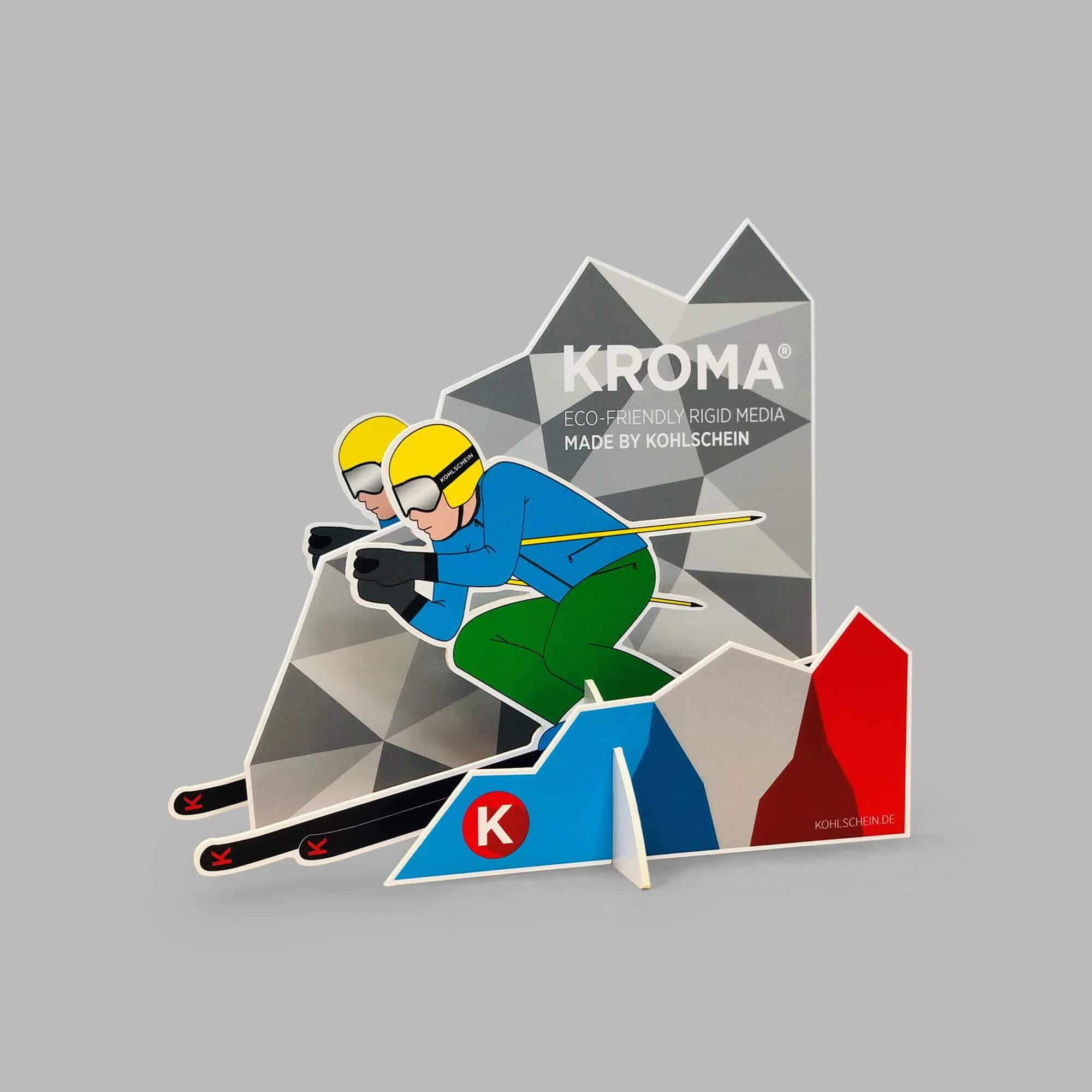 Cardboard KROMA Displayboard application example skier