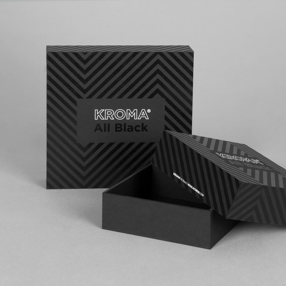 Product packaging boxes made of KROMA All Black