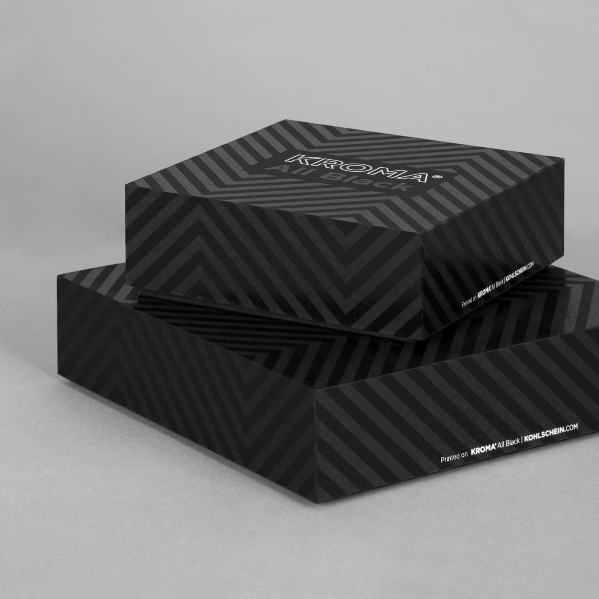 Screen printed boxes in KROMA All Black